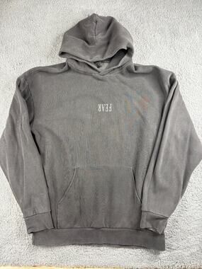 NF Pullover Fear Hoodie Men's Size 2XL Grey Fleece Long Sleeves Graphic Print